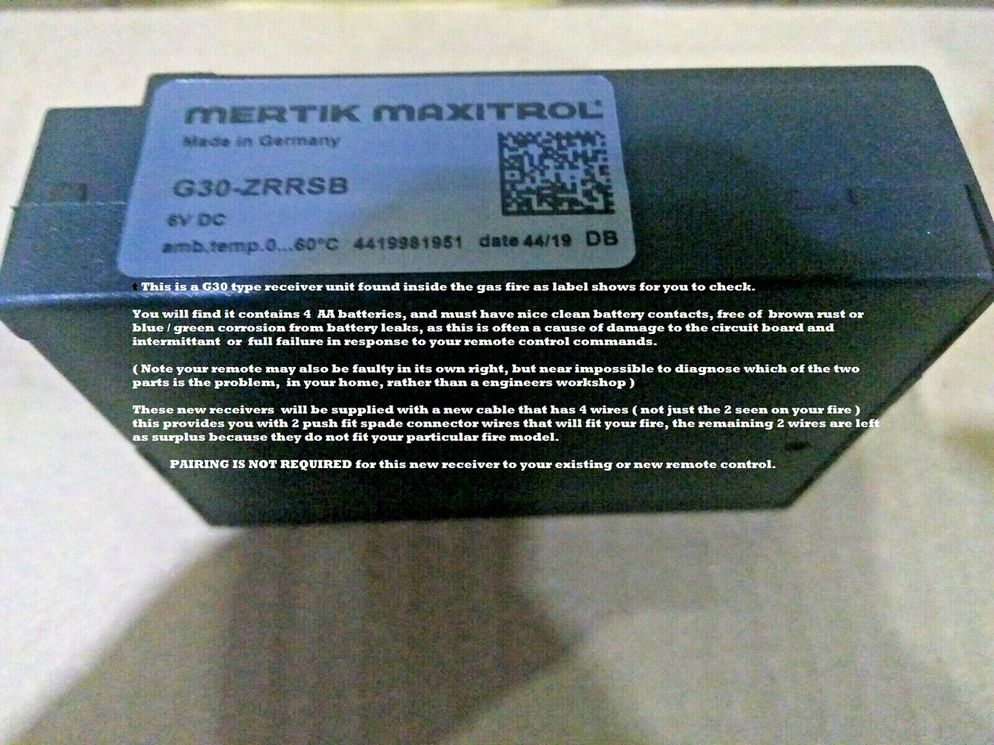Gas Fire Remote Receiver box G30 ZRRS (B) Mertik Brand